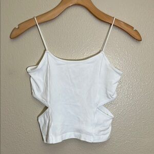 Suzette Collection White Spaghetti Strap Cut Out Side Top